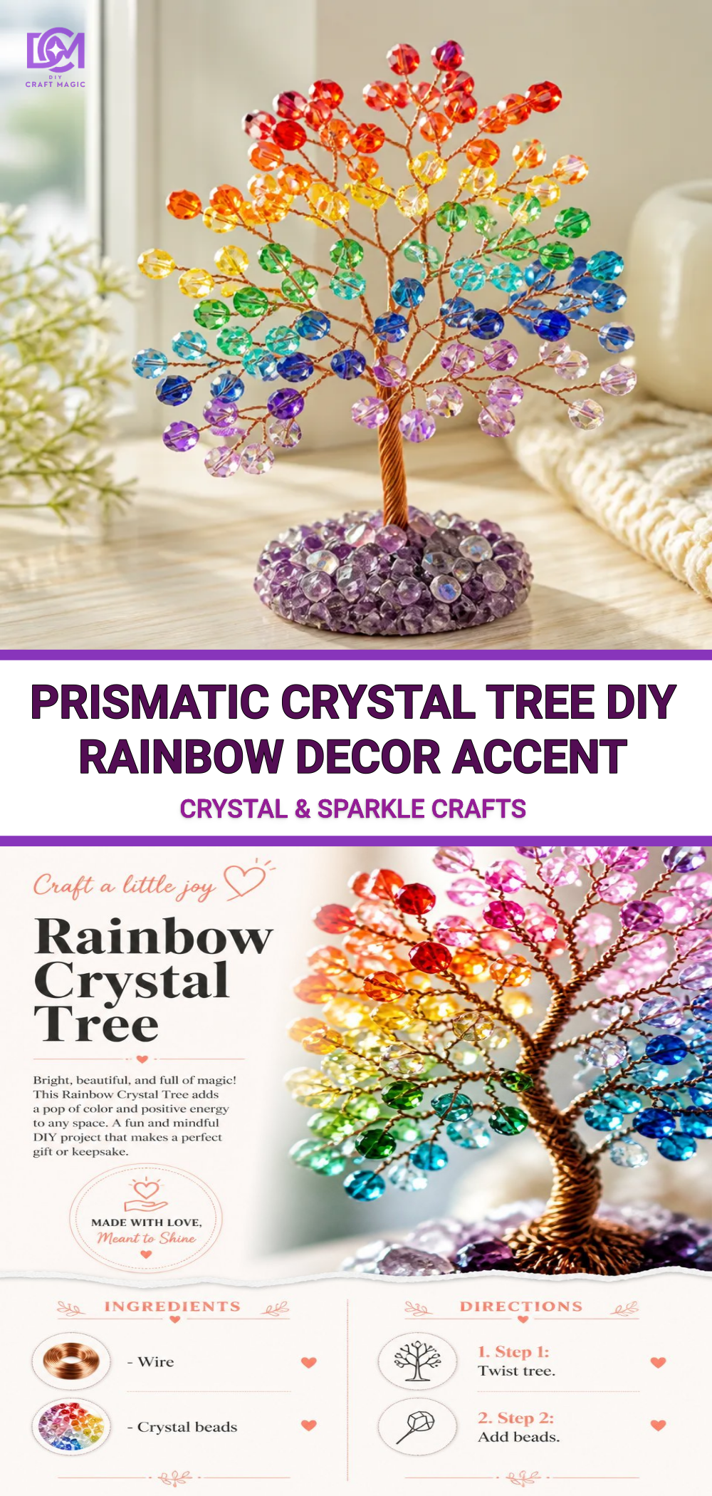 Prismatic Crystal Tree DIY Rainbow Decor Accent