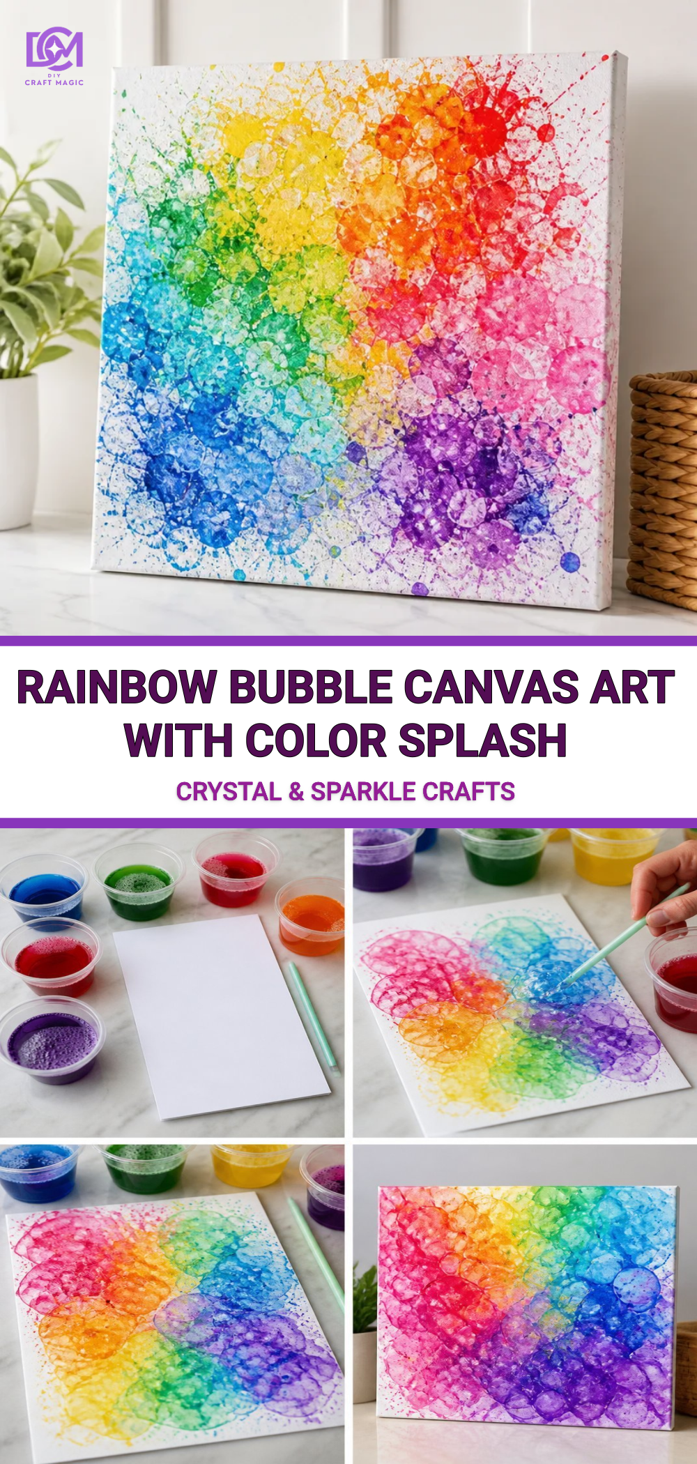 Rainbow Bubble Canvas Art With Color Splash