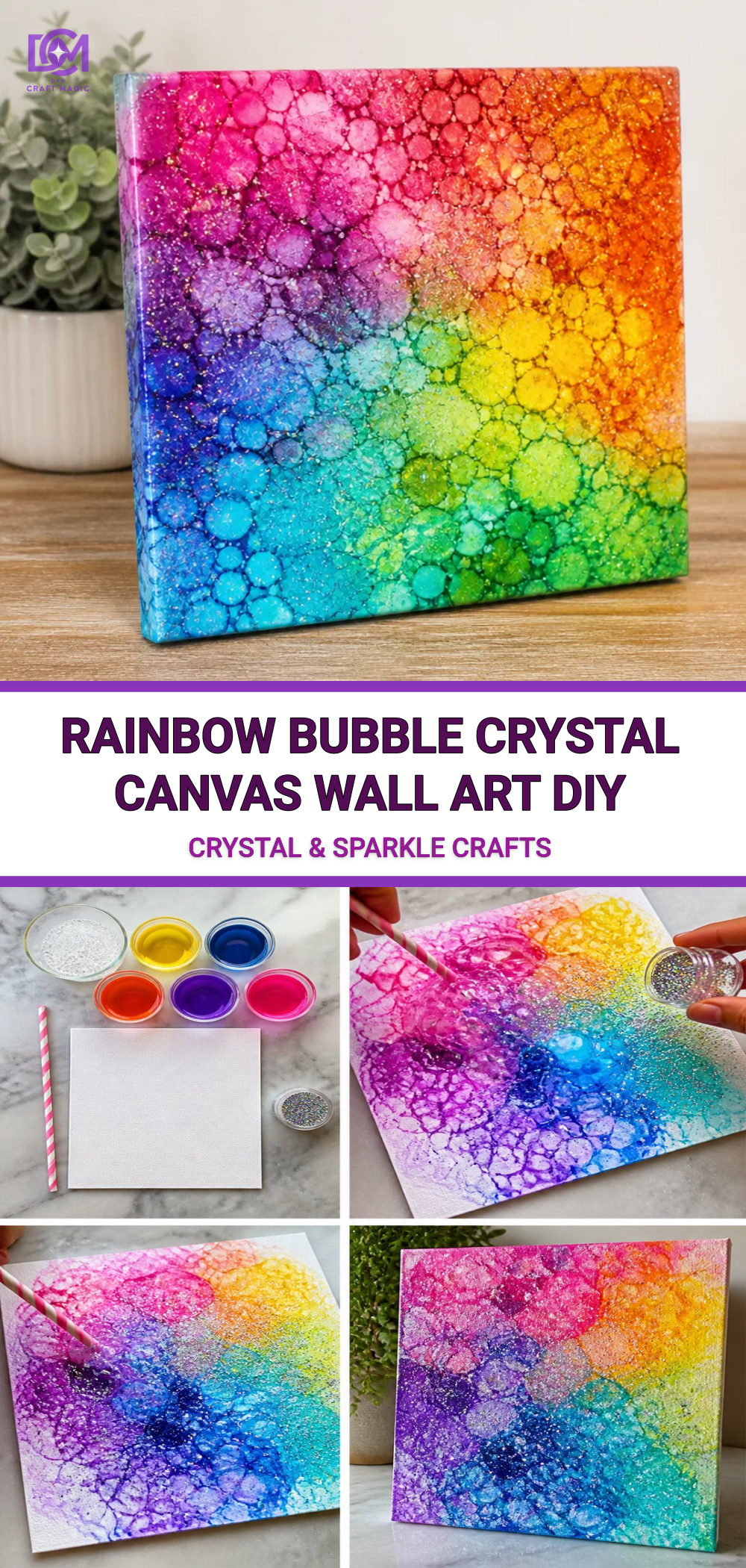 Rainbow Bubble Crystal Canvas Wall Art DIY
