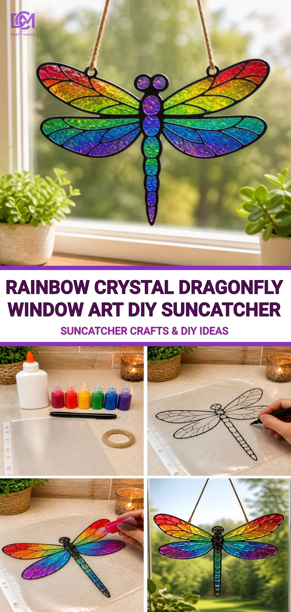 Rainbow Crystal Dragonfly Window Art DIY Suncatcher