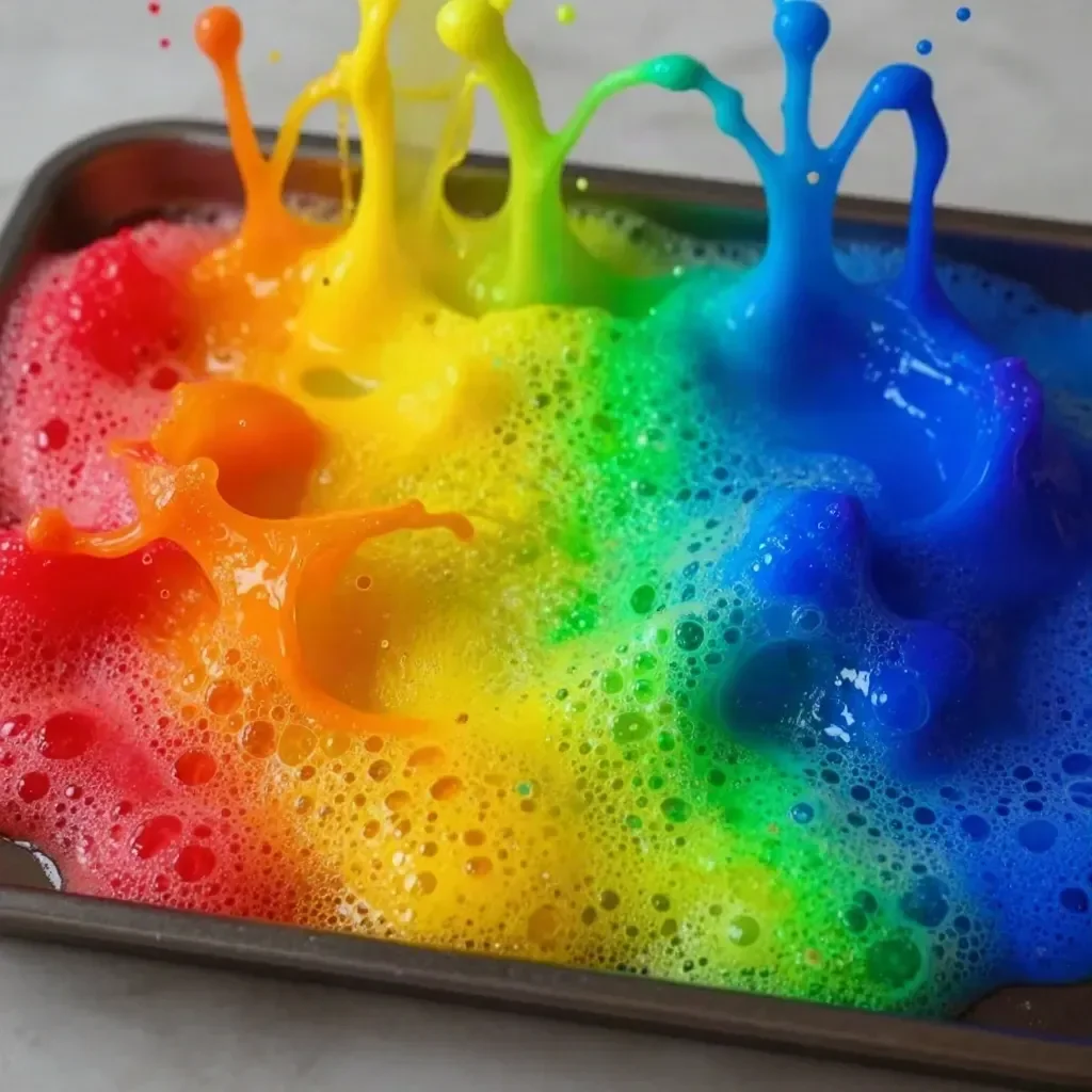 Colorful Rainbow Fizz Fireworks lighting up the night sky