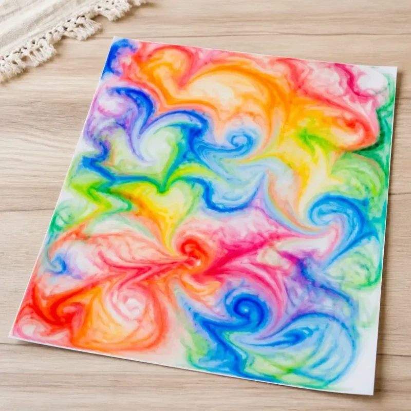 Colorful Rainbow Swirl Milk Print showcasing a magical design
