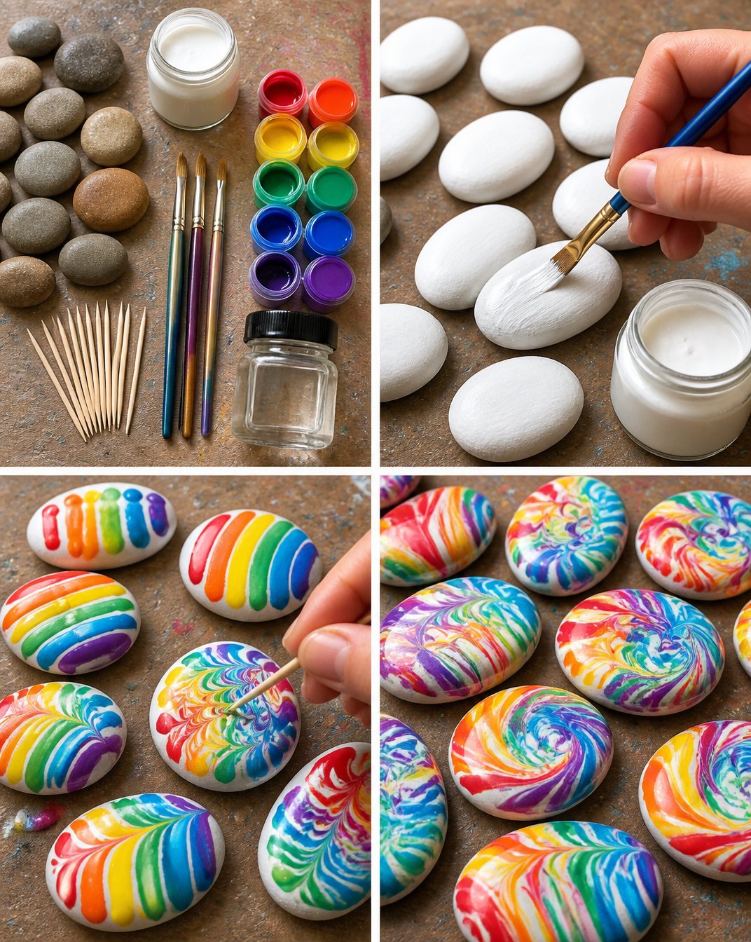 Rainbow Swirl Stones