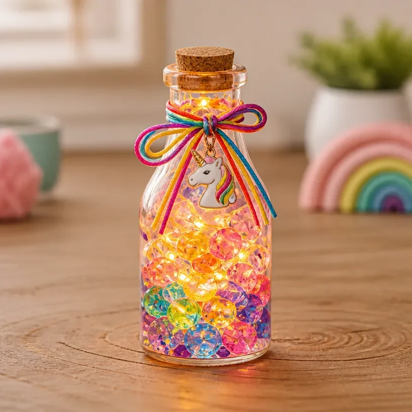 DIY Rainbow Unicorn Potion Bottle Lantern for whimsical home decor