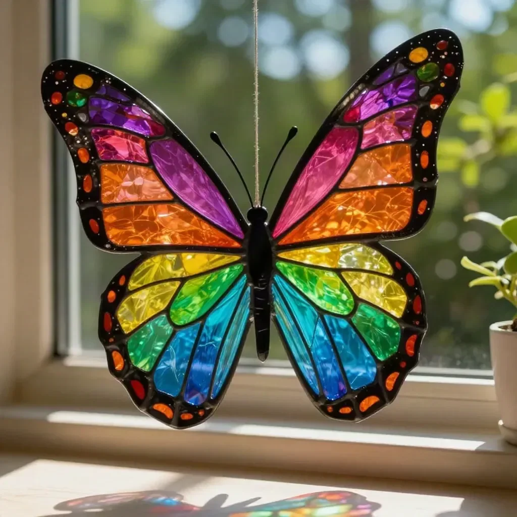 DIY recycled bottle butterfly suncatcher for garden decor