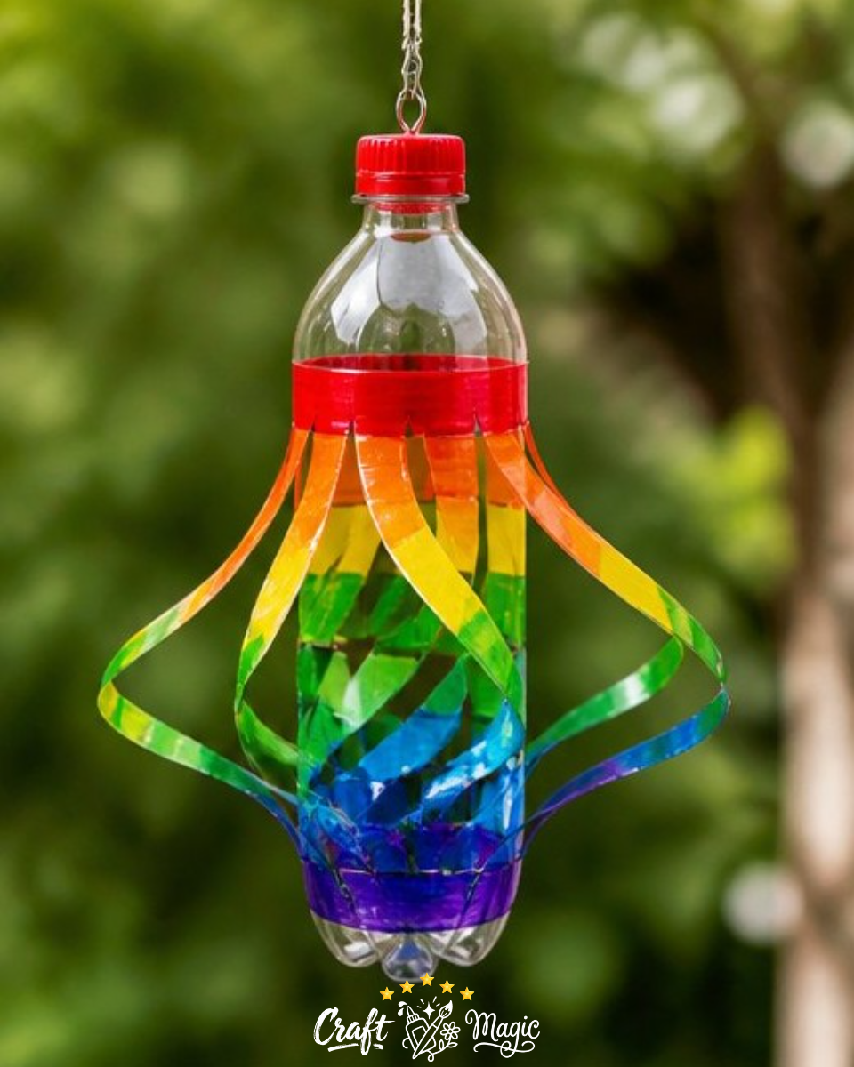 Recycled Bottle Rainbow Wind Spinner DIY