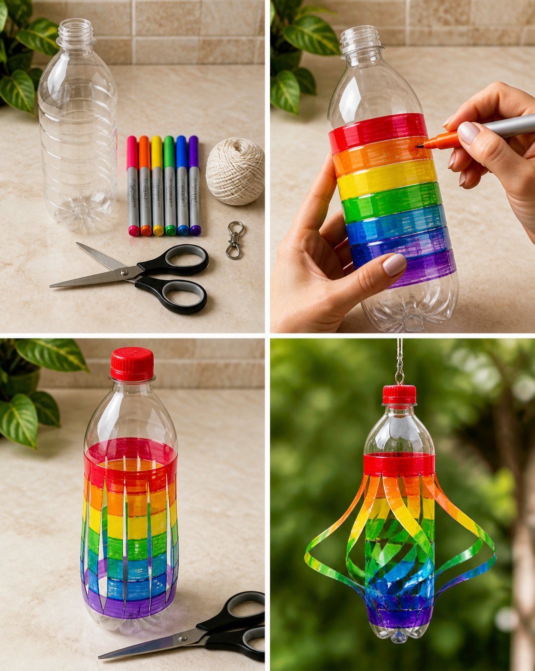 Recycled Bottle Rainbow Wind Spinner