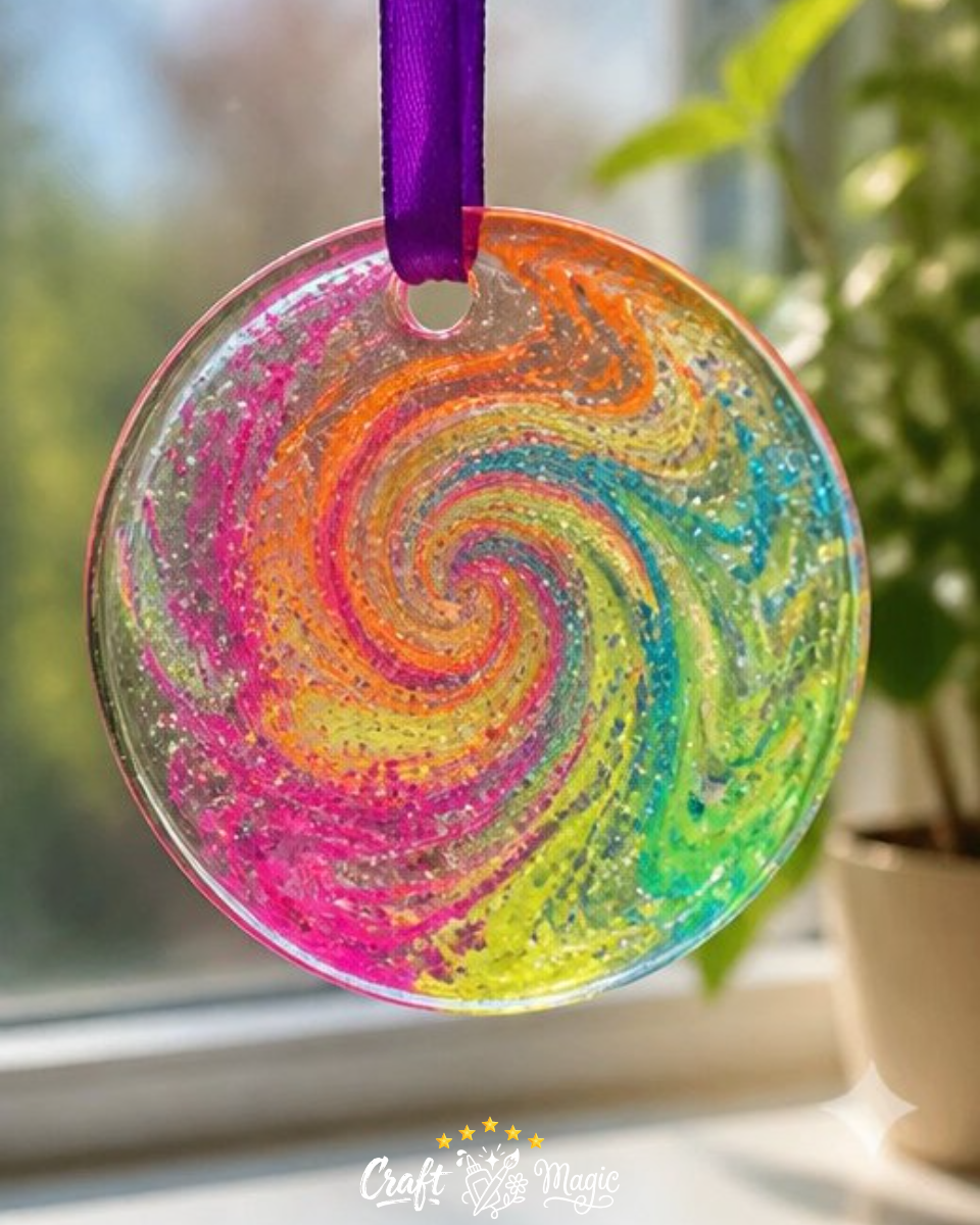 Swirled Glue Suncatchers for Easy Window Decor