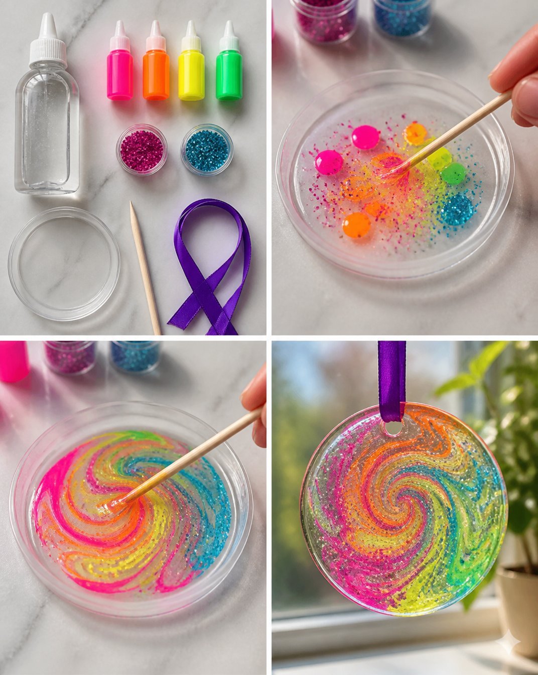 Swirled Glue Suncatchers