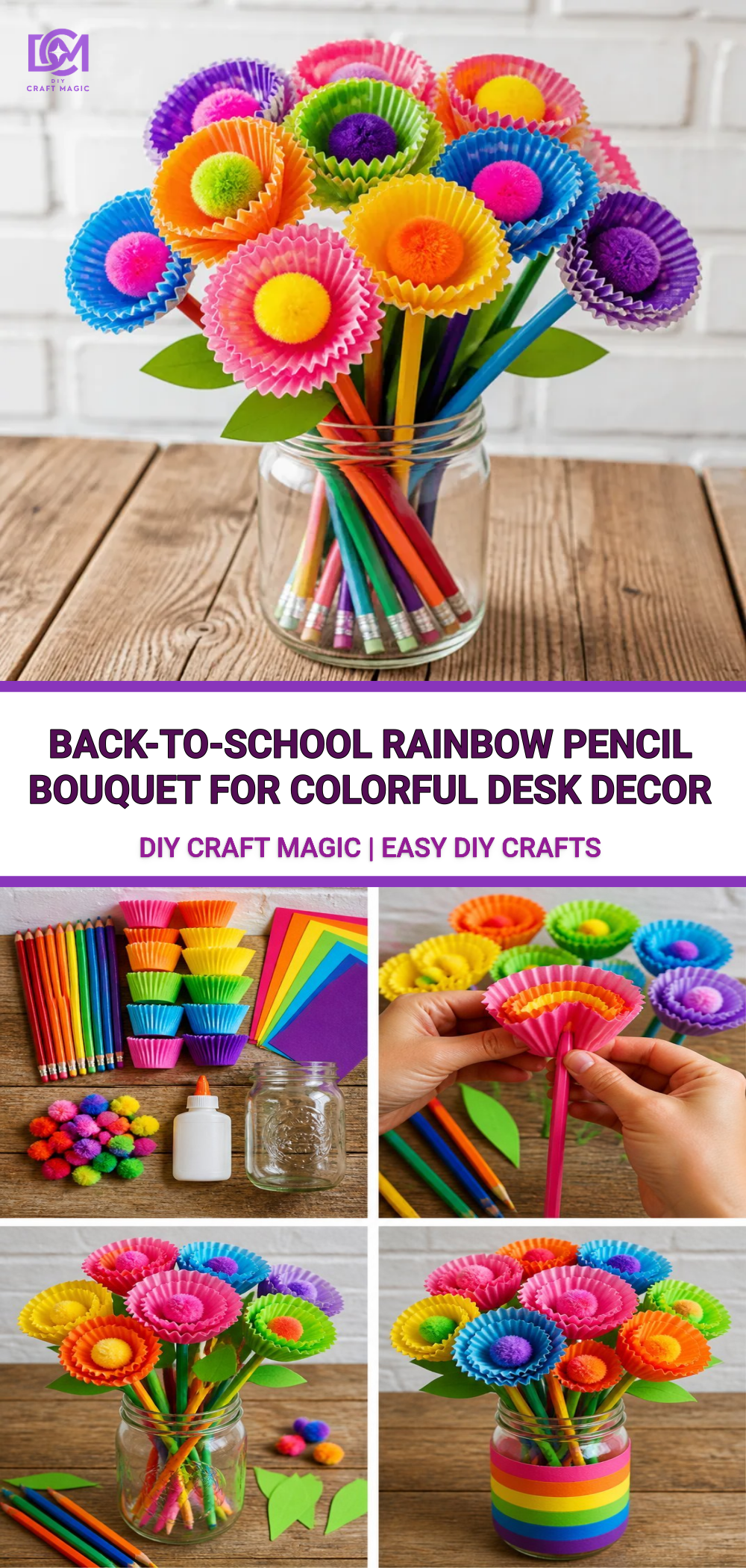 Back-to-School Rainbow Pencil Bouquet for Colorful Desk Decor
