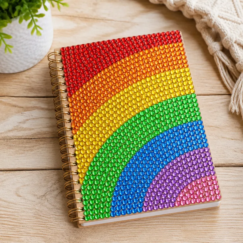 How to Make Bedazzled Rainbow School Notebook Cover