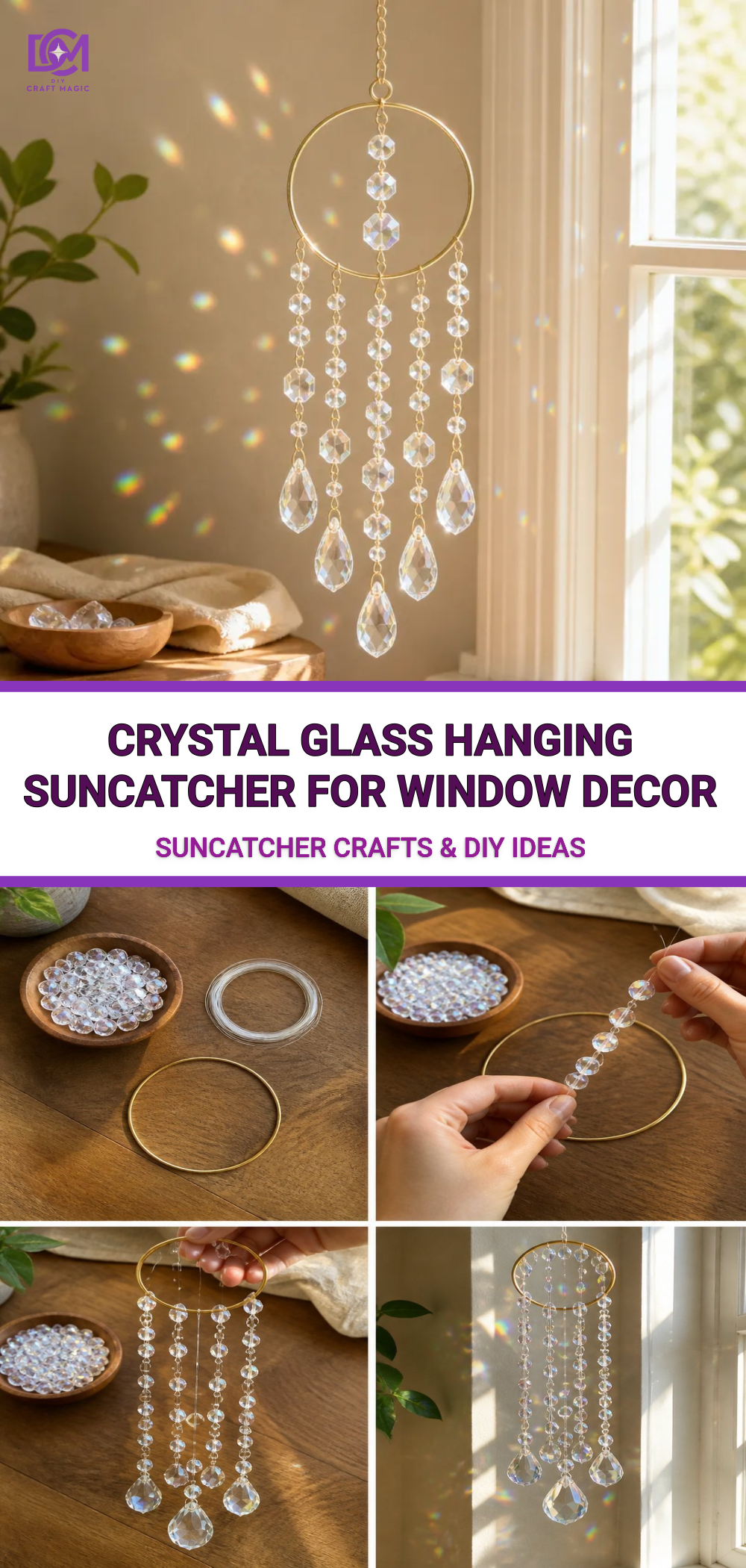 Crystal Glass Hanging Suncatcher for Window Decor