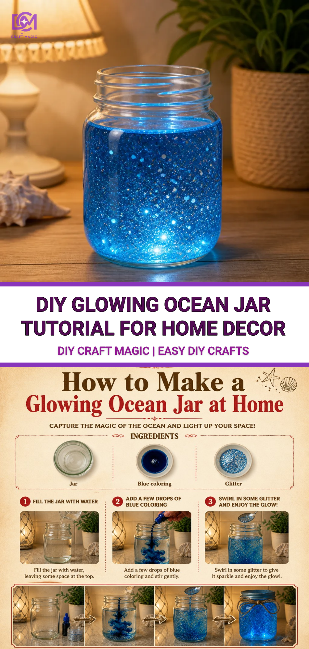 DIY Glowing Ocean Jar Tutorial for Home Decor
