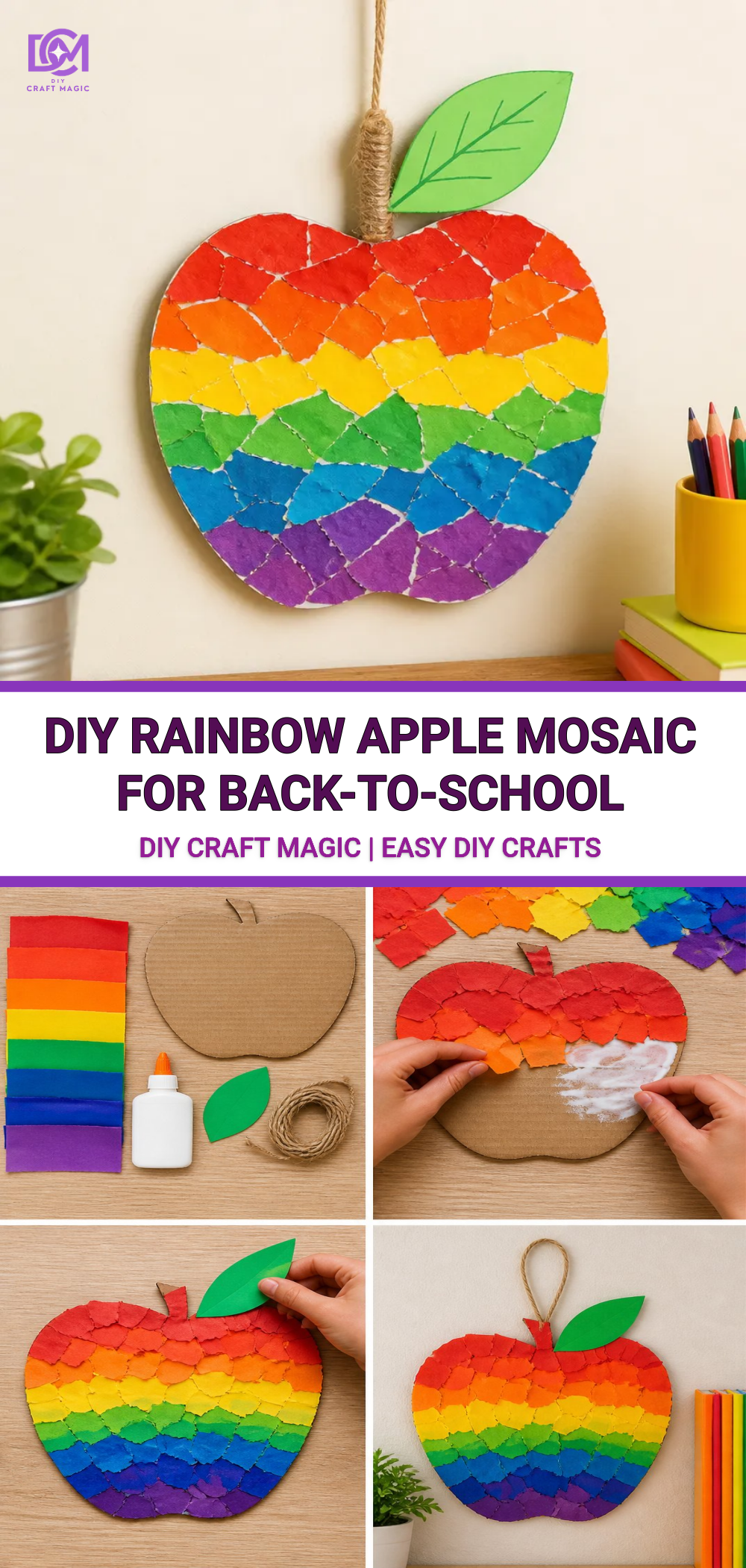 DIY Rainbow Apple Mosaic for Back-to-School