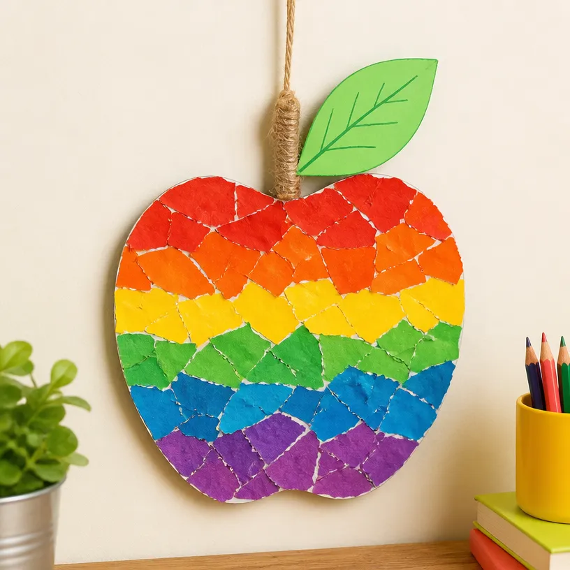 DIY Rainbow Apple Mosaic for Back-to-School