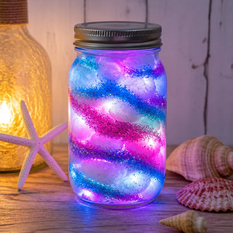 Enchanted Summer Galaxy Jar with Rainbow Glitter Swirls