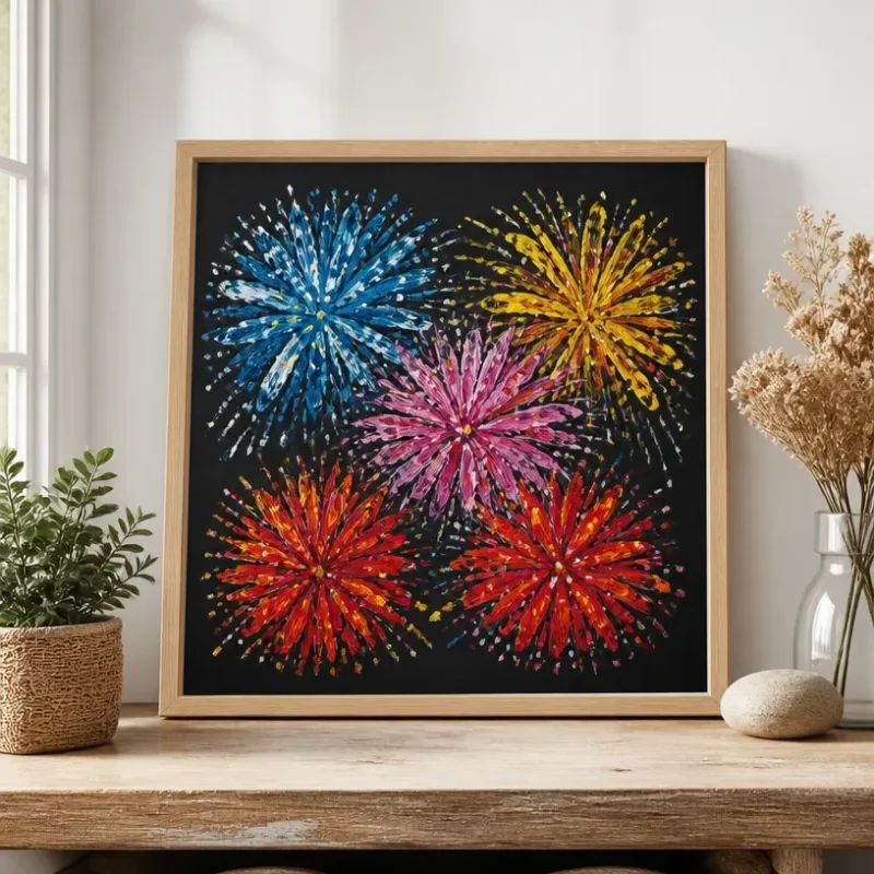 Colorful firework prints for modern wall art decoration