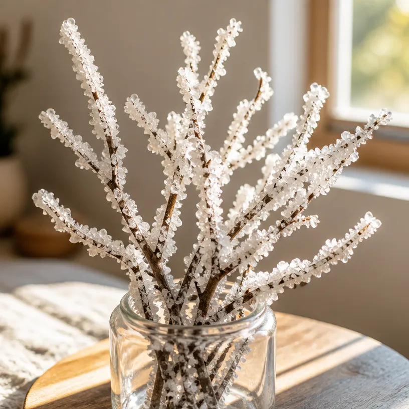 Glowing Crystal Tree Branches in Sunlight