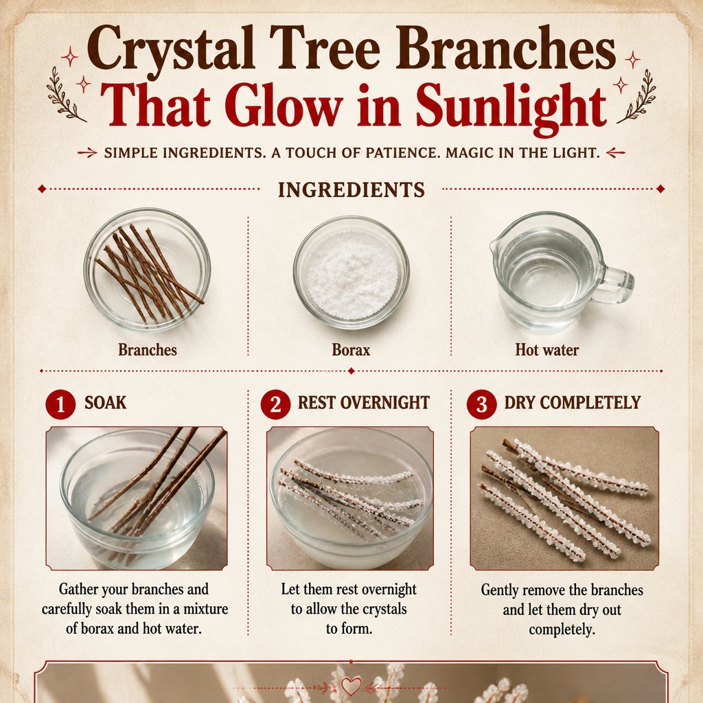 Glowing Crystal Tree Branches in Sunlight