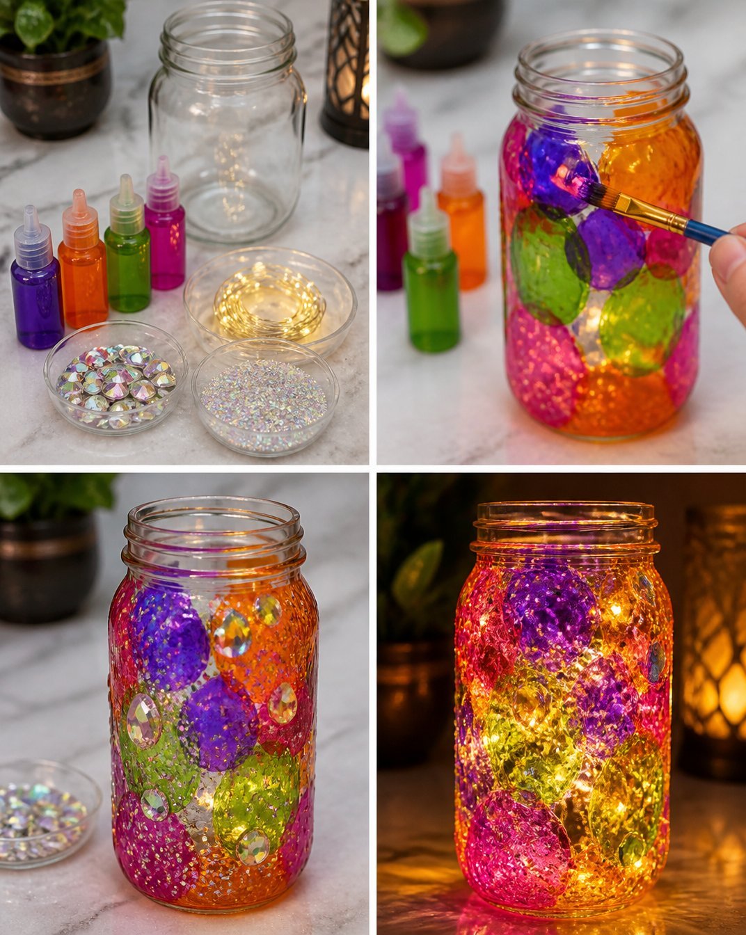 Glowing Rainbow Potion in Crystal Jar