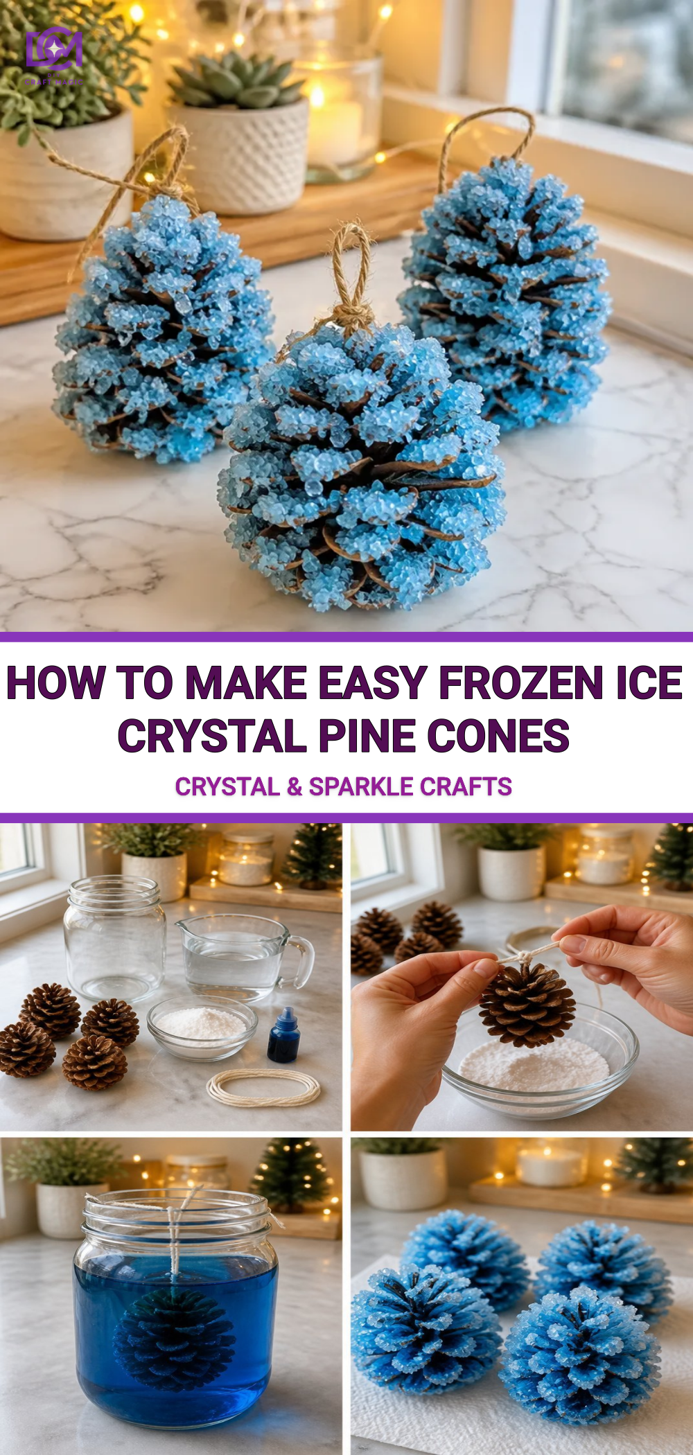 How to Make Easy Frozen Ice Crystal Pine Cones
