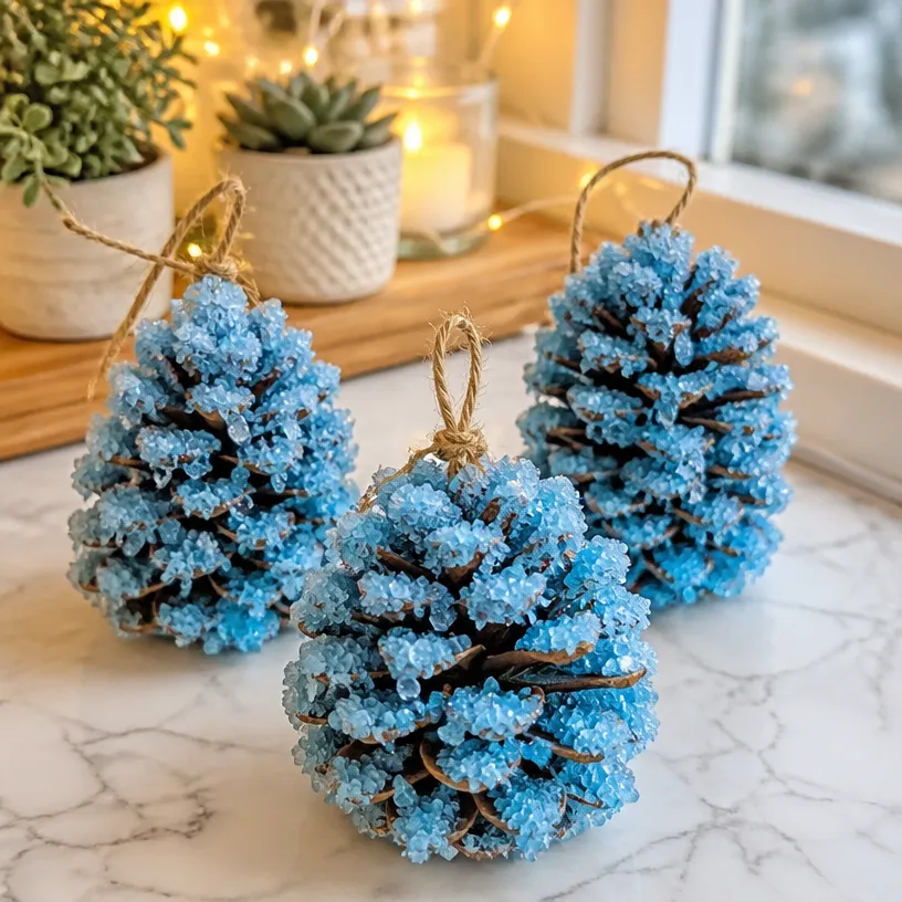 How to Make Easy Frozen Ice Crystal Pine Cones