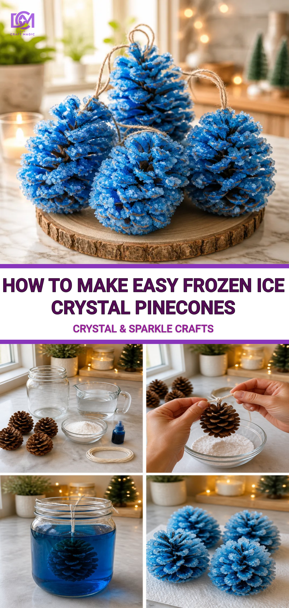 How to Make Easy Frozen Ice Crystal Pinecones