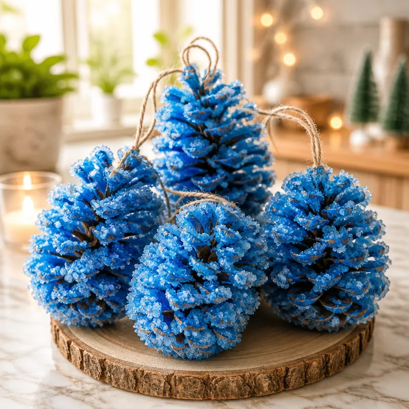 How to Make Easy Frozen Ice Crystal Pinecones