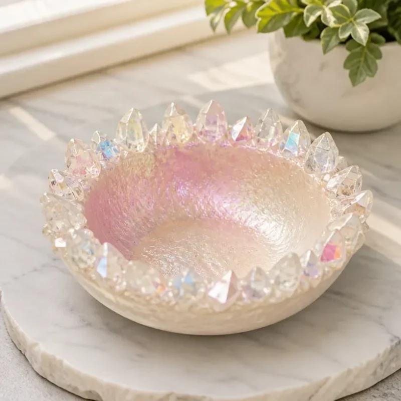 Iridescent crystal ring stand for elegant jewelry display