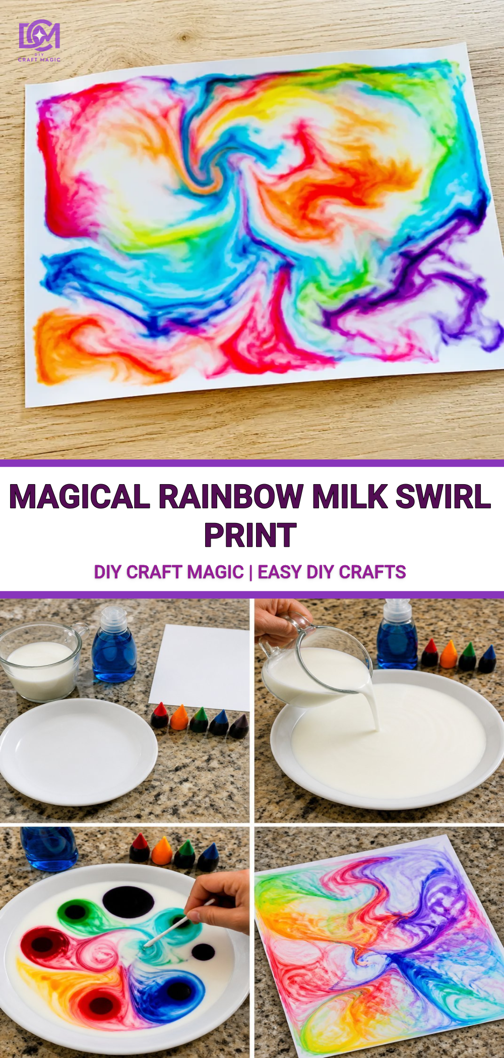 Magical Rainbow Milk Swirl Print