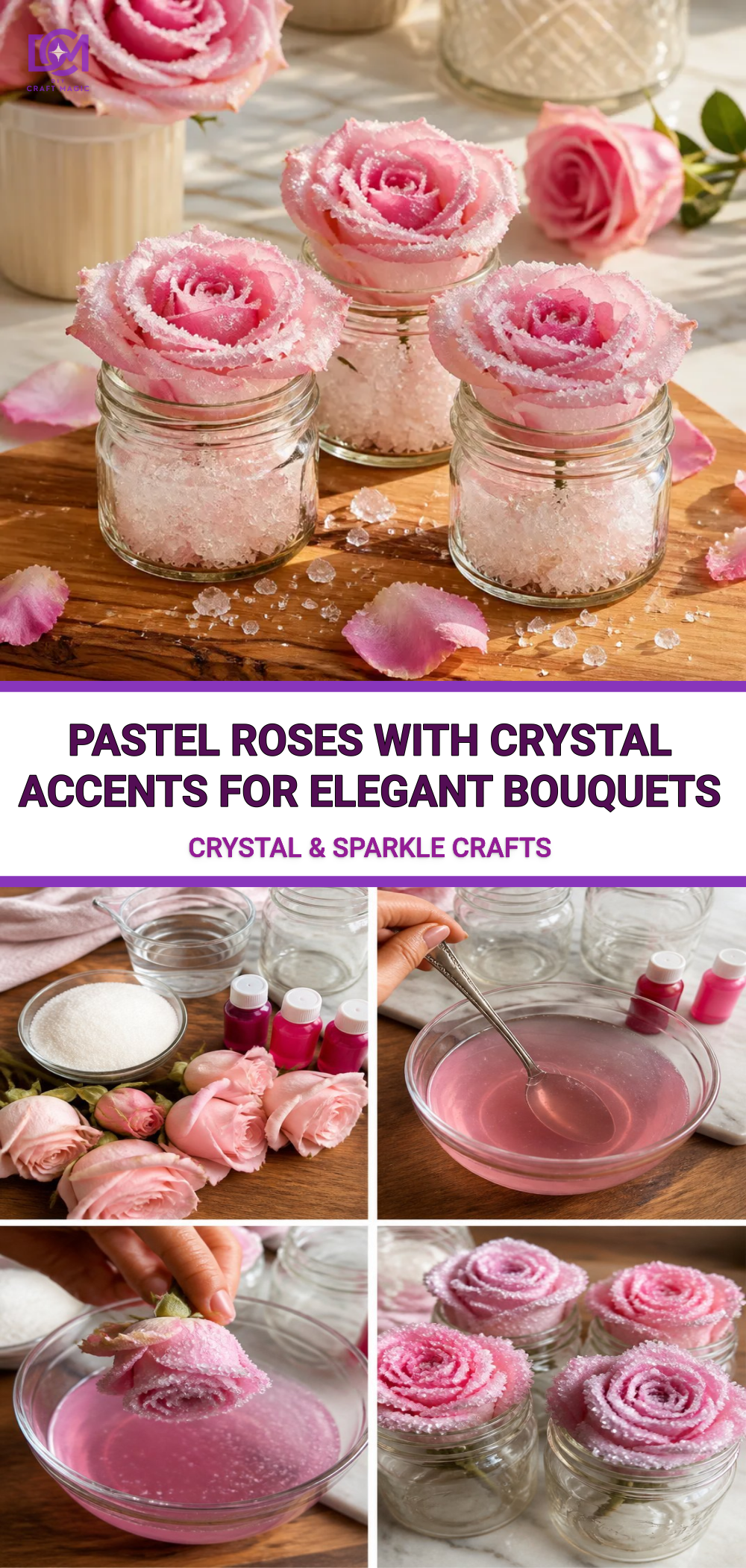 Pastel Roses With Crystal Accents For Elegant Bouquets