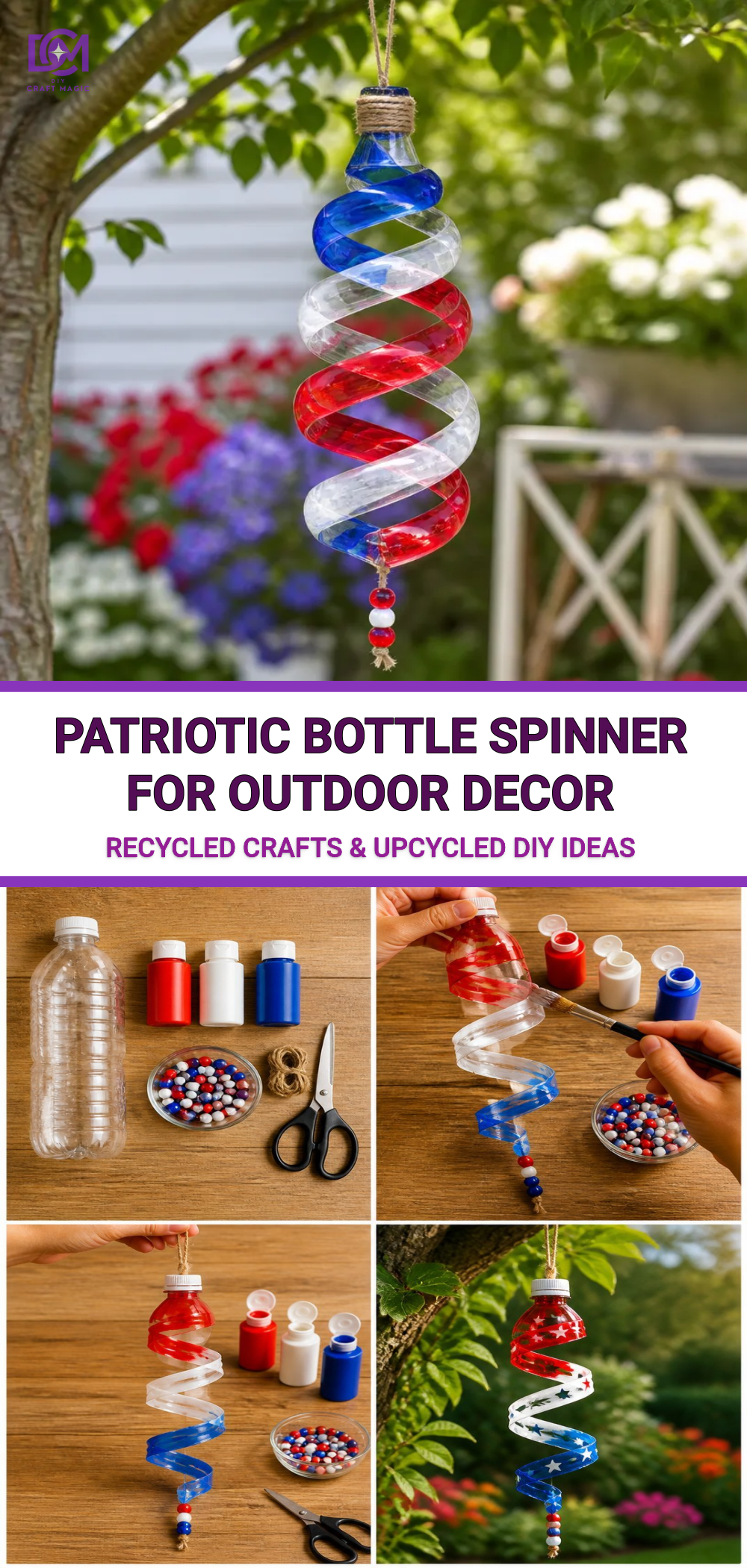 Patriotic Bottle Spinner For Outdoor Decor