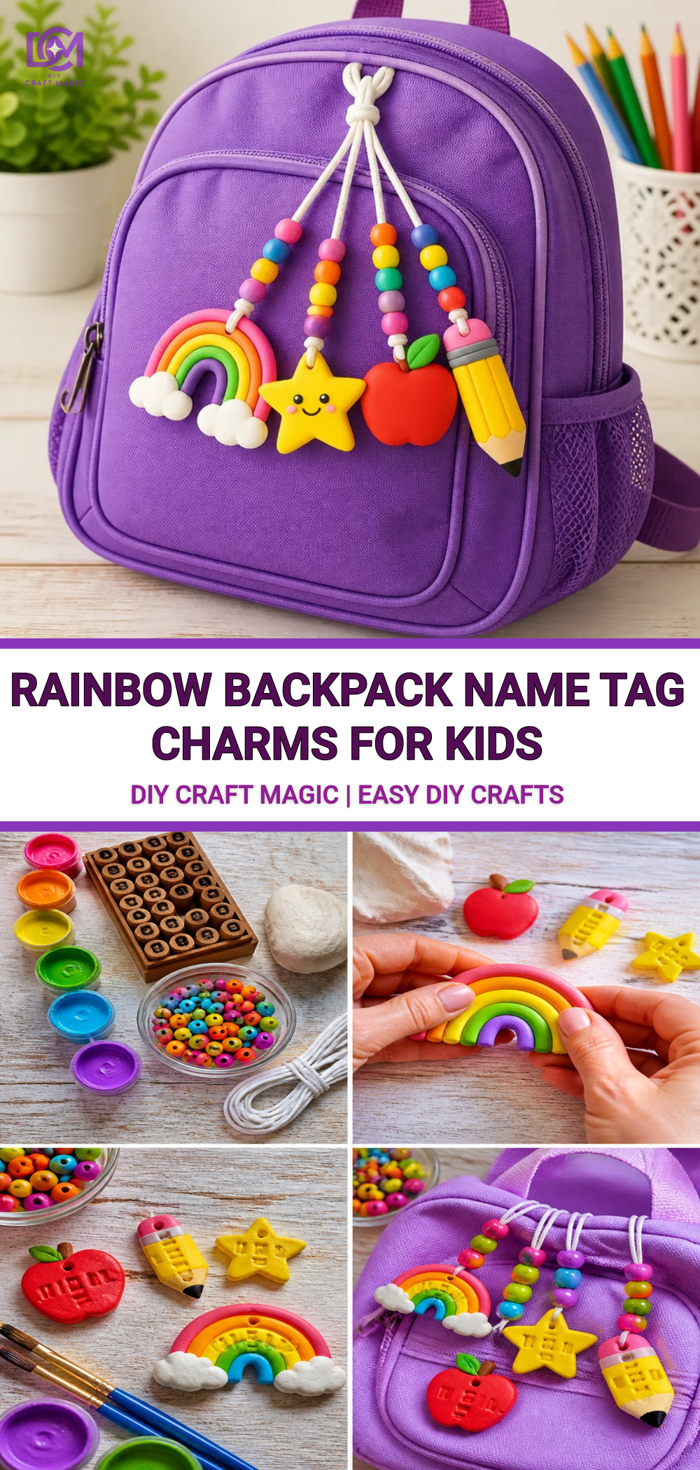 Rainbow Backpack Name Tag Charms for Kids