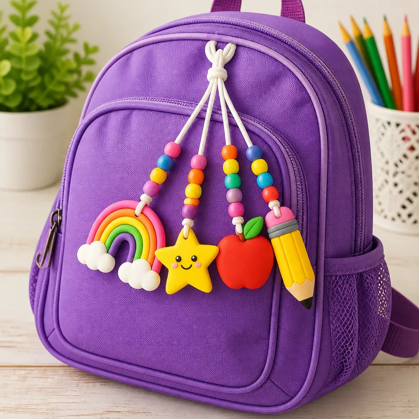 Rainbow Backpack Name Tag Charms for Kids
