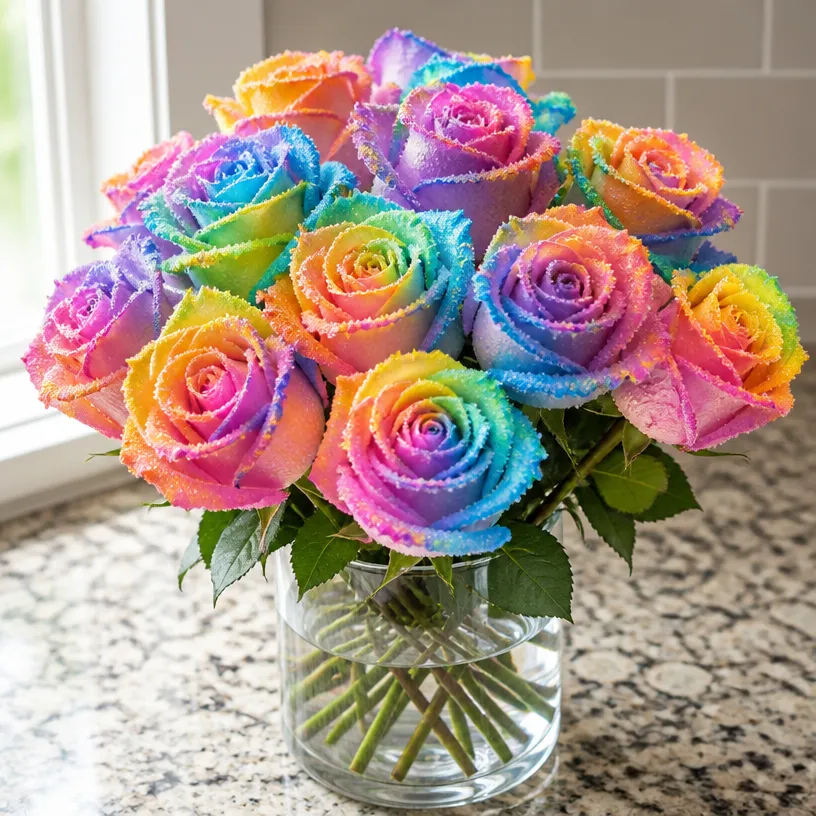 Rainbow Crystal Roses