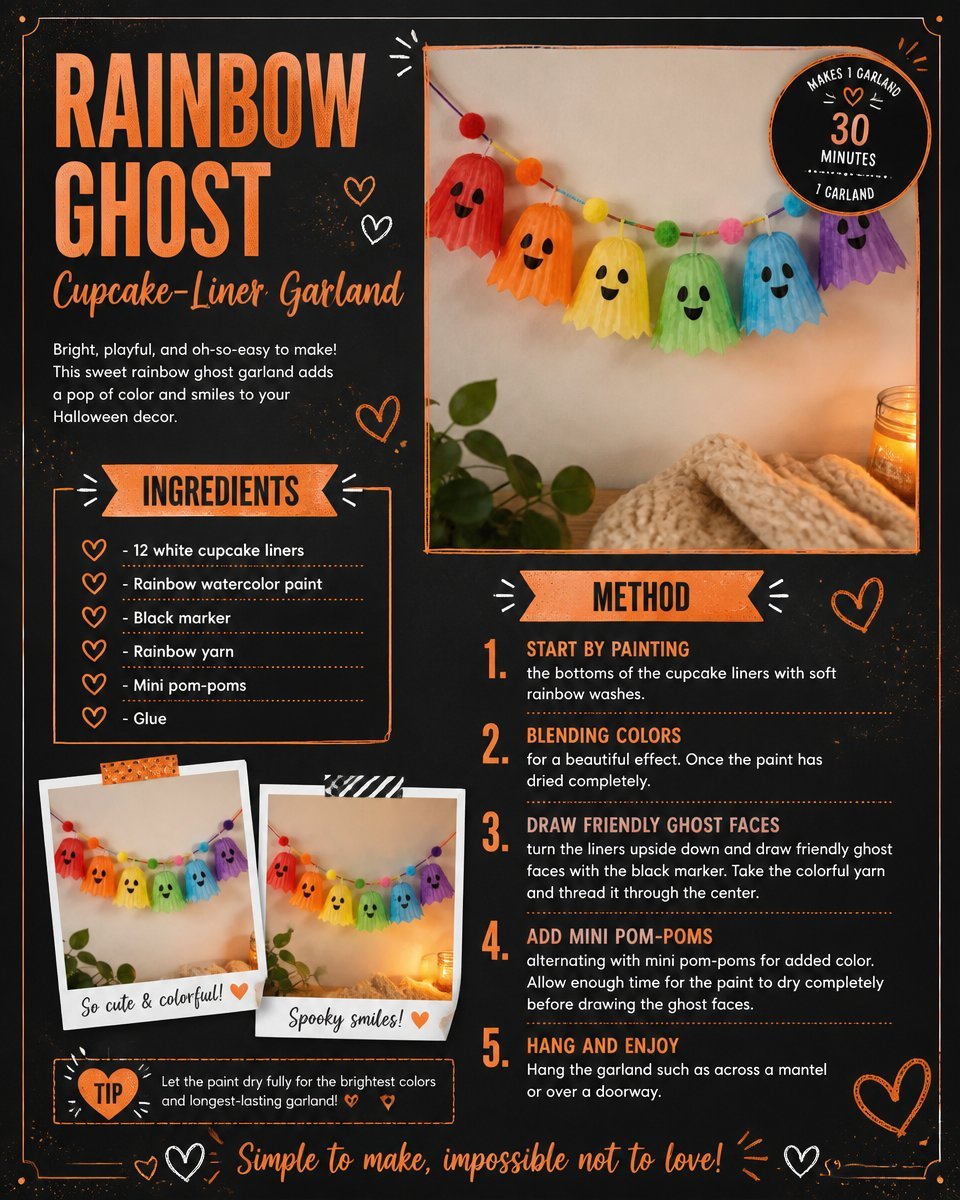 Rainbow Ghost Cupcake-Liner Garland