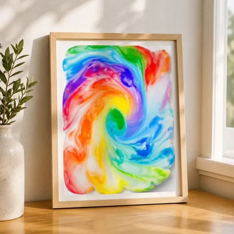 Vibrant Rainbow Milk Art Print for colorful wall decor