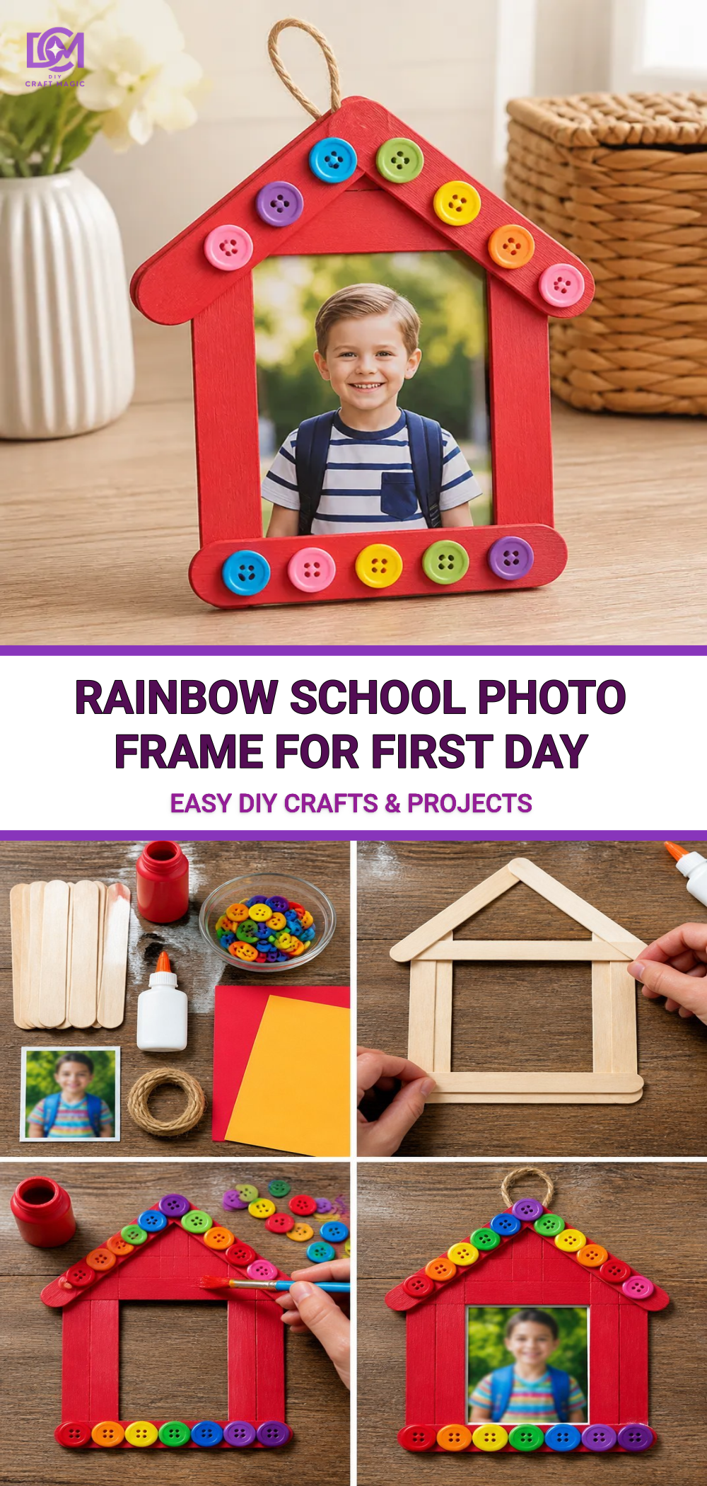 Rainbow School Photo Frame for First Day