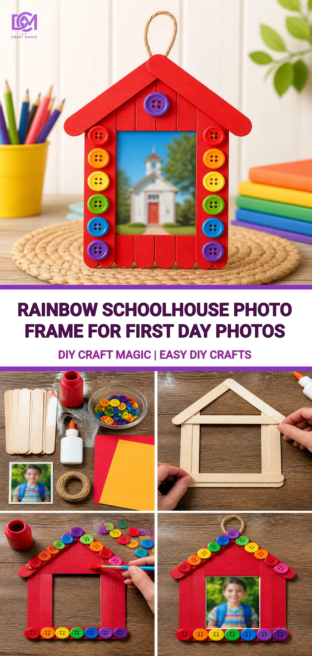 Rainbow Schoolhouse Photo Frame for First Day Photos