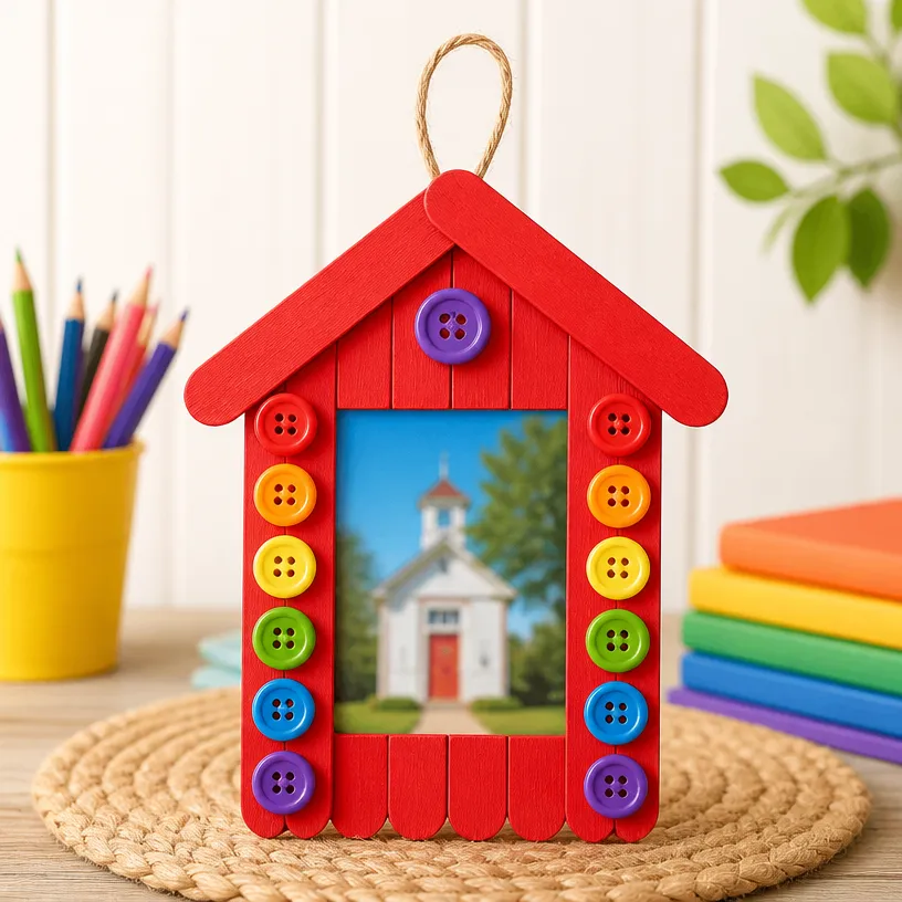 Back-to-School Rainbow Schoolhouse Photo Frame for First Day Photos