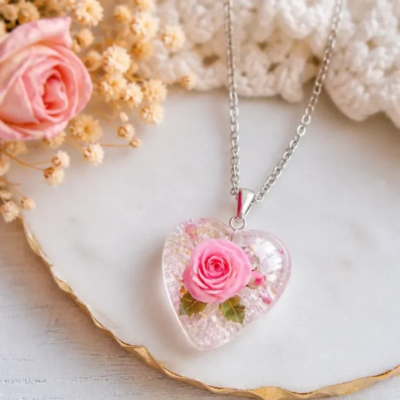 DIY Rose Crystal Heart Pendant for unique jewelry gifts